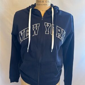 Navy Blue New York Zip Hoodie